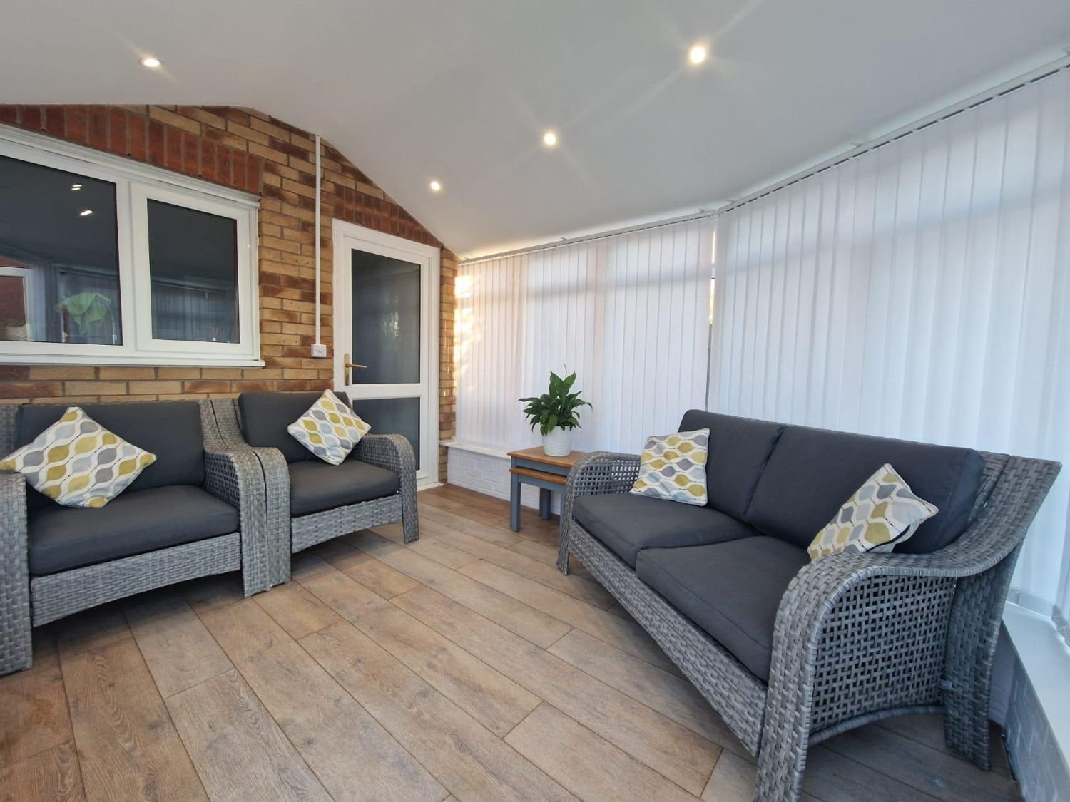 Living space under a new plastered ceiling