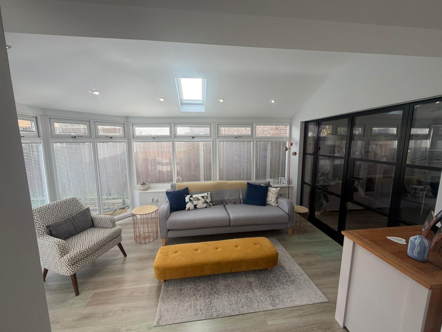 Inside a finished conservatory